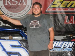 Dennis Lykins, Jr. beat out Jody Knowles to score the B Cadet victory Saturday night at Senoia Raceway.  Photo by Francis Hauke/22fstops.com