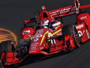 Scott Dixon powers through Turn 7 during qualifying for Sunday's Grand Prix at The Glen at Watkins Glen International for the Verizon IndyCar Series.  Dixon set a new track record en route to scoring the pole.  Photo by Chris Owens